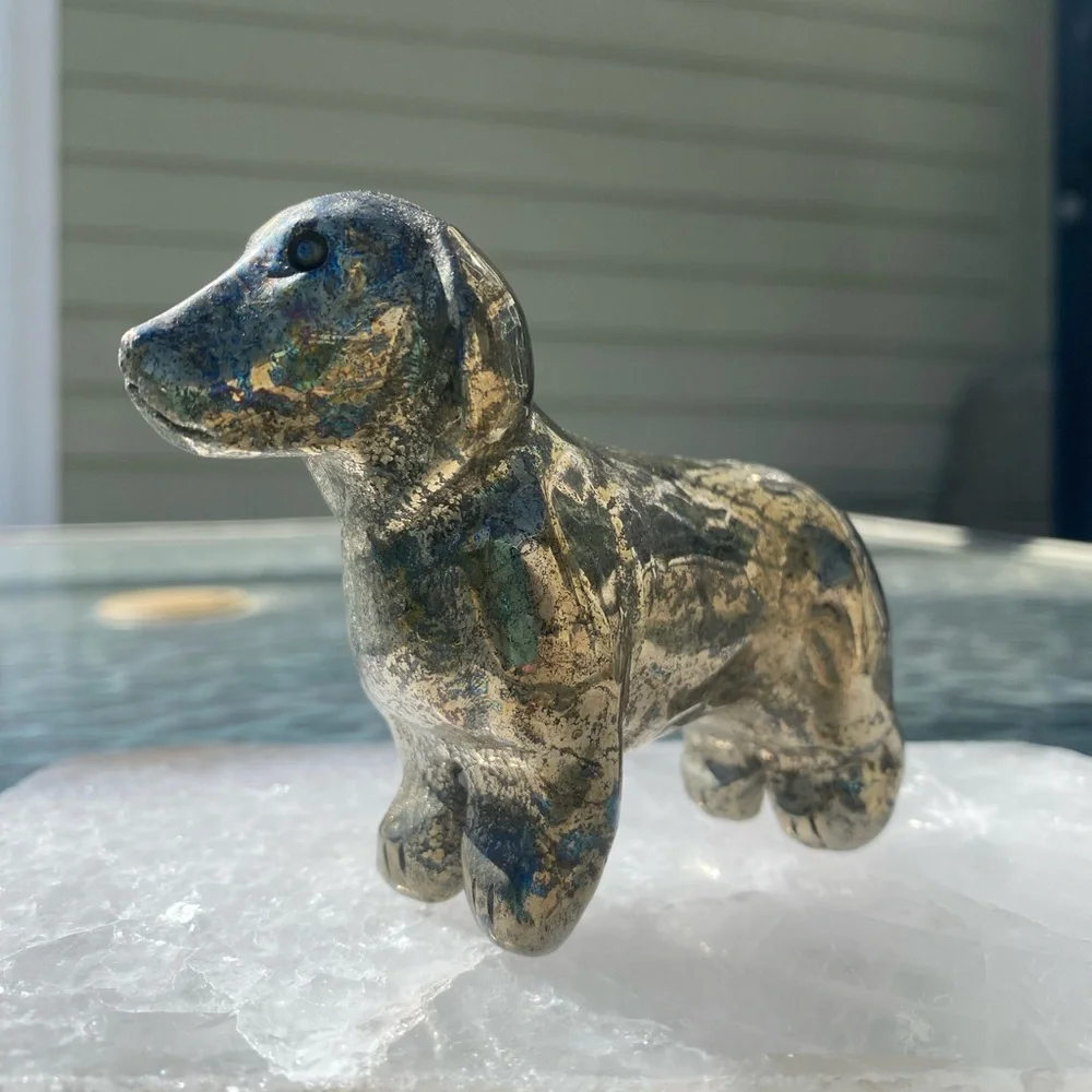 Pyrite Daschund Figurine